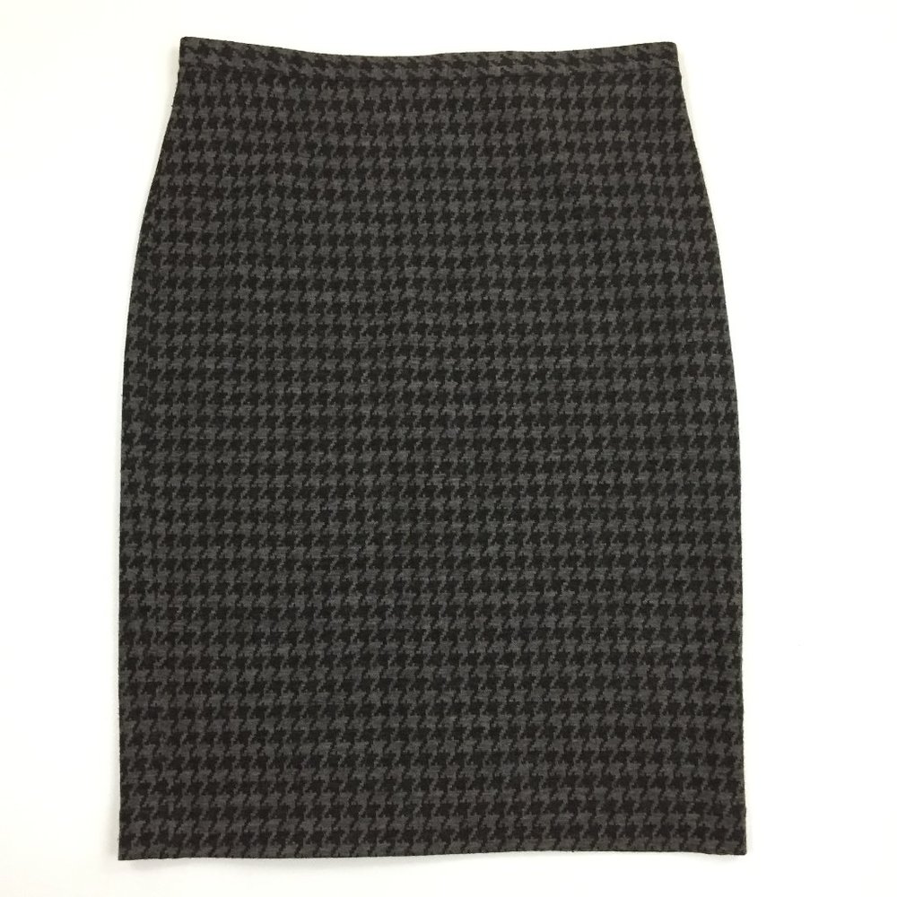 ARMANI COLLEZIONI Italy 100% Virgin Wool Brown/Dk Brown Houndstooth Pencil Skirt